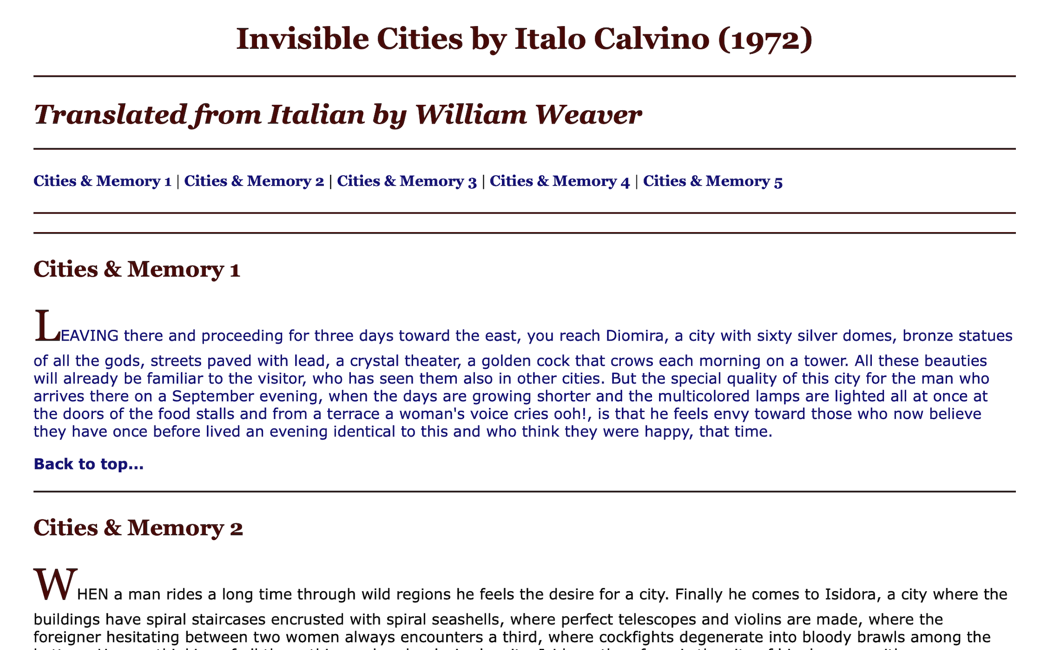Calvino project webpage